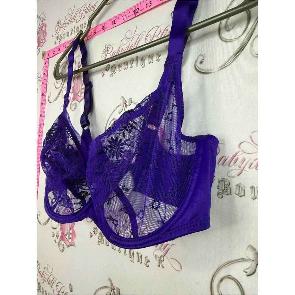 Empreinte bra floral lace Sheer Lace Underwire Bra in Violet